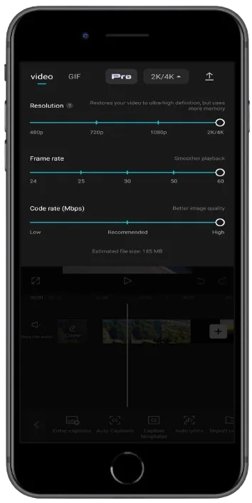 CapCut for iOS Download the Latest Version June 2024 3 Quality Adjustment