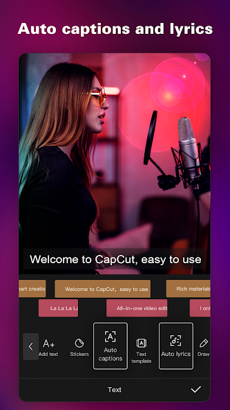 Auto captions and lyrics